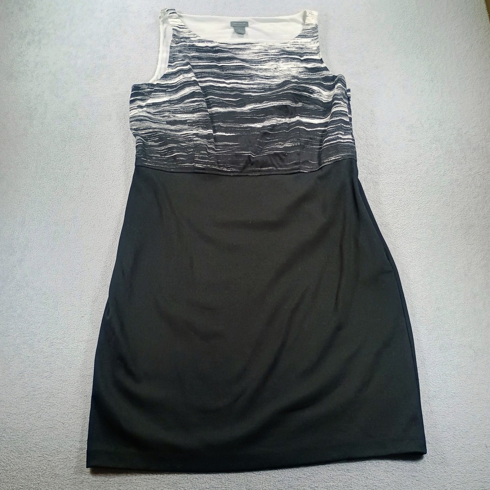 Ann Taylor Womens Sheath Dress Black White 12 Abstract Print Sleeveless